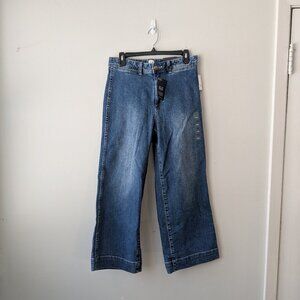 NWT GAP Denim High Rise Wide Leg Crop Blue Jeans Women's Size 8 / 29